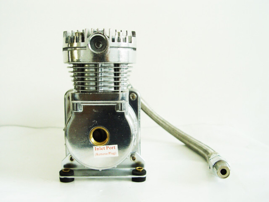 সিলভার এবং ব্ল্যাক সিঙ্গল 200psi এয়ার সাসপেনশন সংক্ষেপক ক্রোম উপাদান