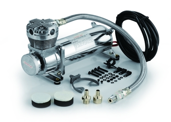 সিলভার এবং ব্ল্যাক সিঙ্গল 200psi এয়ার সাসপেনশন সংক্ষেপক ক্রোম উপাদান