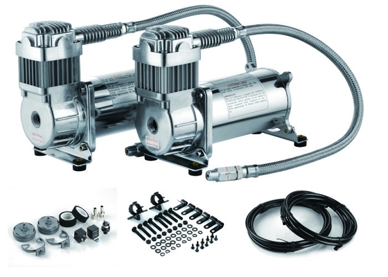 ভালো দাম DC12V ডাবল স্টিল এয়ার রাইড সাসপেনশন কম্প্রেসার ডাবল ট্যাঙ্ক এয়ার কম্প্রেসার অনলাইন