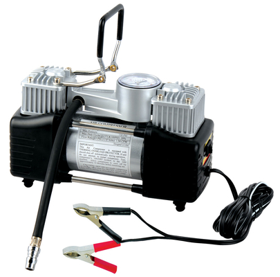 ডাবল সিলিন্ডার মেটাল কার এয়ার কমপ্রেসার DC12Volt প্রেসারমিটারের সাথে