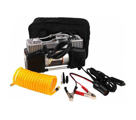ডাবল সিলিন্ডার মেটাল কার এয়ার কমপ্রেসার DC12Volt প্রেসারমিটারের সাথে