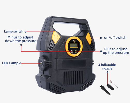 গাড়ির জন্য পোর্টেবল টায়ার inflators হালকা সঙ্গে 12v বায়ু পাম্প