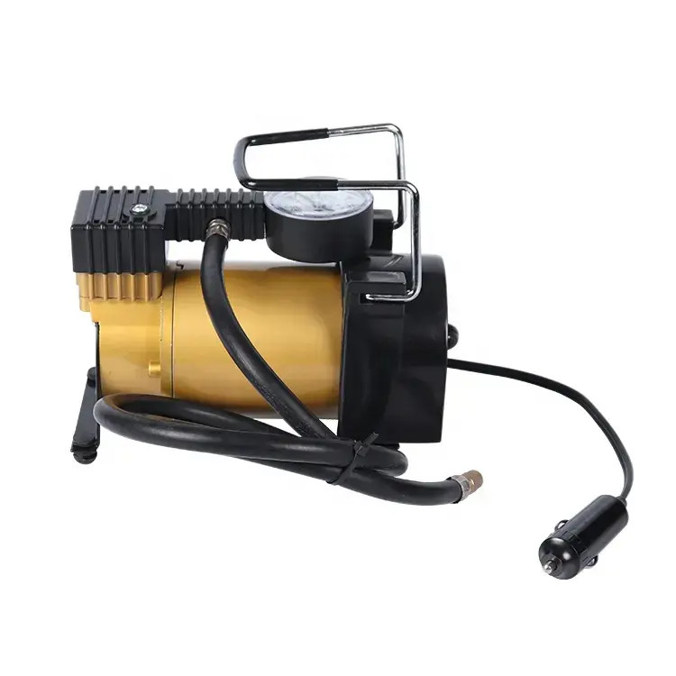 পোর্টেবল মেটাল এয়ার কম্প্রেসার DC12v একক সিলিন্ডার কার টায়ার inflator পাম্প দ্রুত inflation