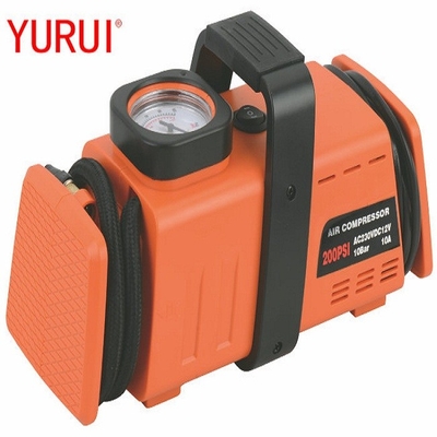 AC110-230v পোর্টেবল কার টায়ার ইনফ্লেটার DC12v হ্যান্ডেল সহ